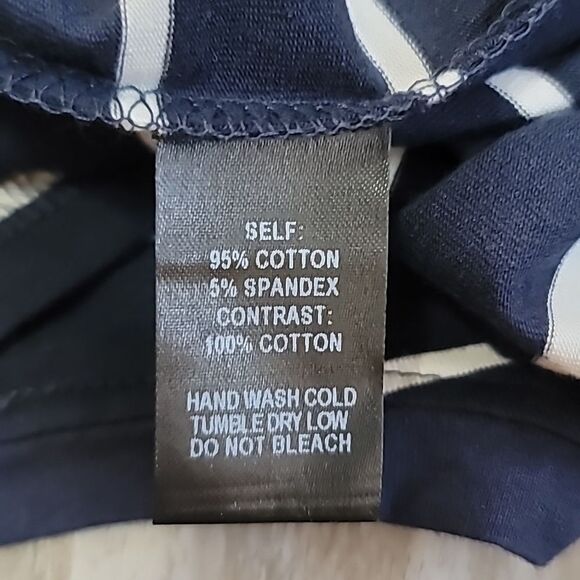 Lulus Crew Neck Navy Striped Shift Dress Size Large - Picture 7 of 7